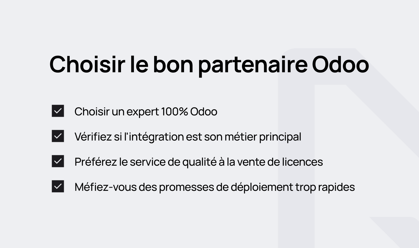 Checklist pour choisir le bon partenaire Odoo